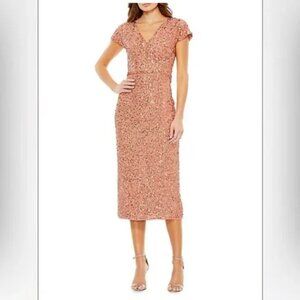 Mac Duggal Coral Sequin Midi Dress